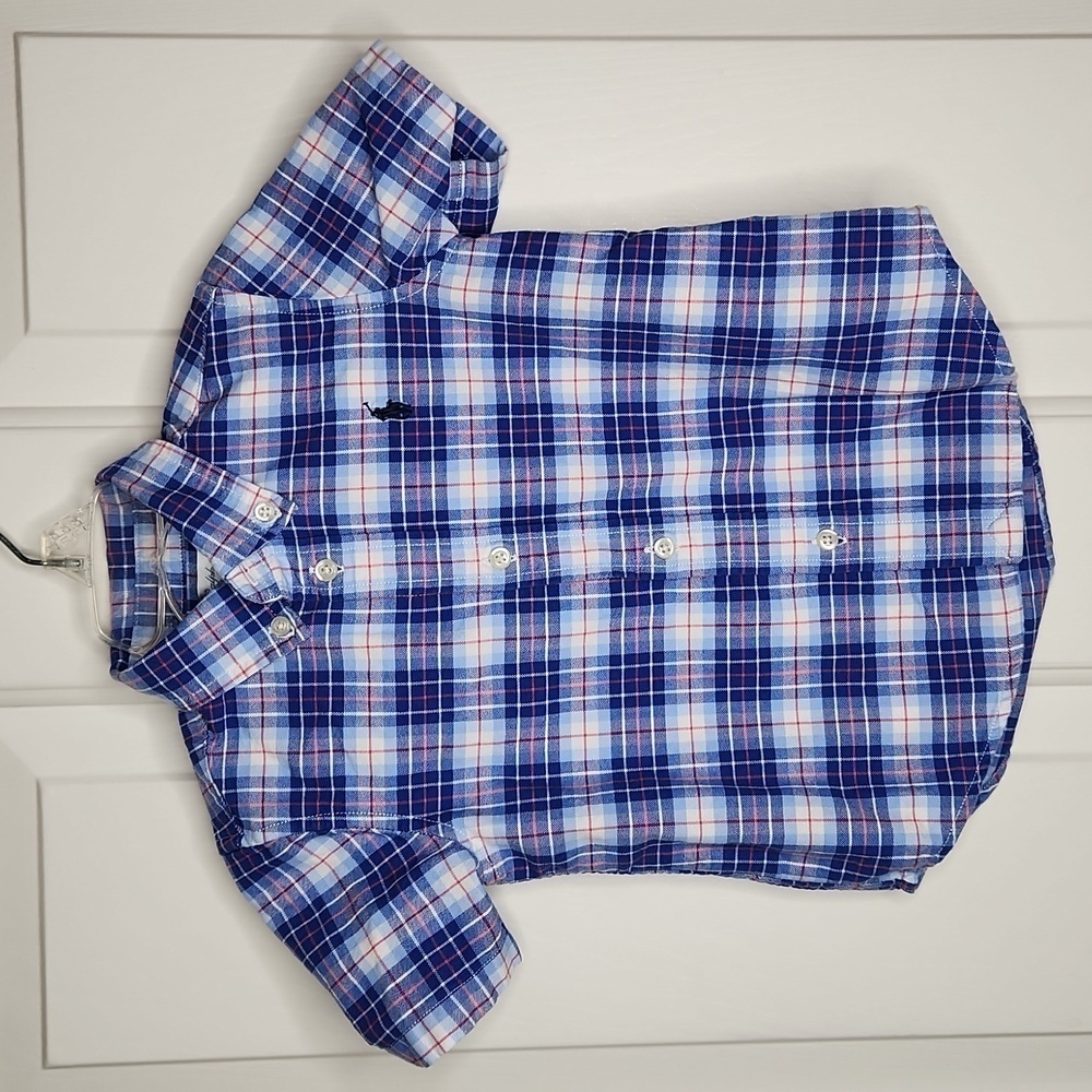Ralph Lauren Plaid  Blue Red White Button Down Shirt Size 24M